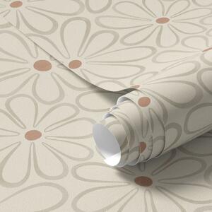 Carta da parati Grandi fiori dai contorni ben definiti su uno sfondo color crema chiaro, Parati fiori e piante classici, a01234v1 : Uwalls.it
