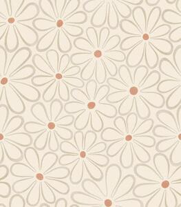 Carta da parati Grandi fiori dai contorni ben definiti su uno sfondo color crema chiaro, Parati fiori e piante classici, a01234v1 : Uwalls.it