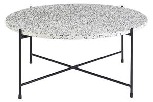 Tavolo basso rotondo design in terrazzo e metallo nero D81 cm MEZZO