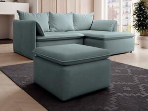 Pouf in Velluto a coste sottili Blu - TEODORA