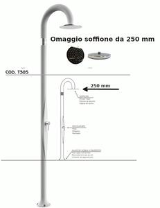 Doccia da Giardino Piscina in Resina FUNNY YIN RUBY Dimensioni 232x30x17 cm - peso 9,5 kg con Soffione 250 mm e Miscelatore Caldo-Freddo