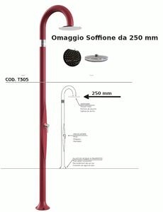 Doccia da Giardino Piscina in Resina FUNNY YIN RUBY Dimensioni 232x30x17 cm - peso 9,5 kg con Soffione 250 mm e Miscelatore Caldo-Freddo