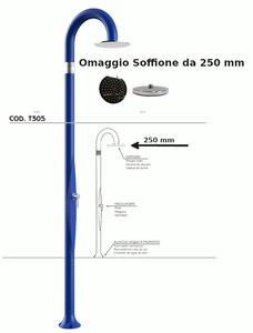 Doccia da Giardino Piscina in Resina FUNNY YIN RUBY Dimensioni 232x30x17 cm - peso 9,5 kg con Soffione 250 mm e Miscelatore Caldo-Freddo