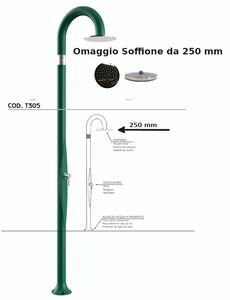 Doccia da Giardino Piscina in Resina FUNNY YIN RUBY Dimensioni 232x30x17 cm - peso 9,5 kg con Soffione 250 mm e Miscelatore Caldo-Freddo