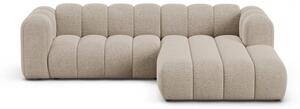 Divano angolare beige (con penisola a destra/con chaise lounge) con rivestimento in ciniglia Lupine – Micadoni