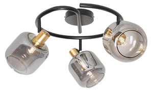 Faretto da soffitto nero con vetro fumé rotondo 3 luci - Zuzanna