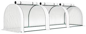 Outsunny Serra da Giardino a Tunnel in Acciaio e Plastica PE con Porte Avvolgibili, 295x100x80 cm, Bianco | Aosom Italy