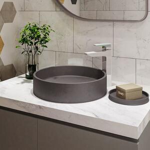 Kamalu lavabo da appoggio rotondo con finitura terrazzo cemento| ktere-430d