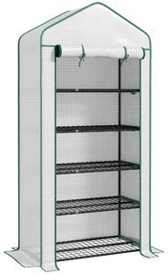 Outsunny Serra a Casetta a 5 Livelli con Ingresso Avvolgibile, in Acciaio e Polietilene, 90x49x193 cm, Bianco | Aosom Italy