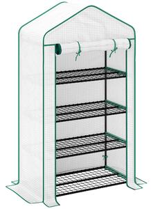 Outsunny Serra da Giardino a 4 Ripiani 90x49x160 cm con Porta Avvolgibile, Struttura in Acciaio e Copertura PE, Bianco | Aosom Italy