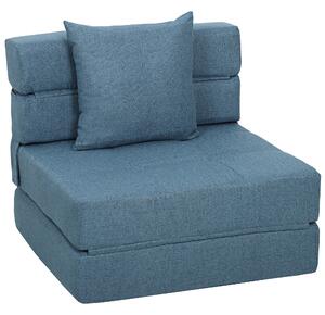 HOMCOM Poltrona-letto con 1 cuscino sfoderabile, divano-letto convertibile 1 posto in tessuto, 70x70x61 cm, Blu scuro | Aosom Italy