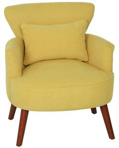 HOMCOM Poltrona Moderna con braccioli e cuscino lombare, Sedia imbottita con gambe in legno di caucciù, 69x69,5x78 cm, Giallo | Aosom Italy