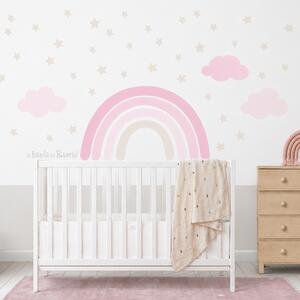 Junior Arcobaleno con stelle toni rosa - Adesivi Murali per Bambini