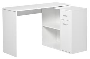 HOMCOM Scrivania angolare girevole a 180° per computer con libreria e cassetto, armadietto e postazione di lavoro, 117x82x74 cm, bianco | Aosom Italy