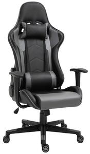Vinsetto Poltrona da Ufficio Ergonomica, Sedia Gaming Girevole, in Pelle PU e Schiuma, 67,5x74x126-136 cm, Nero | Aosom Italy