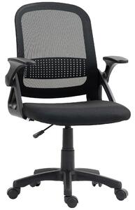 HOMCOM Sedia da Ufficio in Mesh Traspirante, Sedia Girevole Ergonomica con Braccioli Ribaltabili e Supporto Lombare, Nero | Aosom Italy