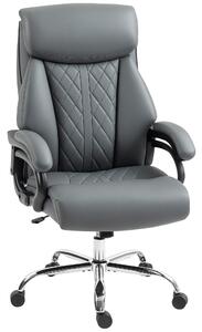 HOMCOM Poltrona Direzionale, Sedia Ufficio Portata 150 kg in Pelle PU con Imbottitura a Molle, Grigio Scuro | Aosom Italy