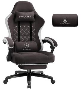 Sedia da gaming GTPLAYER, rivestita in tessuto, con imbottitura a molle, sedia girevole ergonomica, sedia da gaming con poggiapiedi, capacità di carico fino a 150 kg, colore marrone