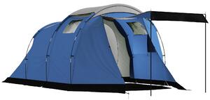Outsunny Tenda da Campeggio Tunnel per 4 Persone Impermeabile, con Telo Antipioggia Rimovibile e Tappeto in Plastica, Altezza 190 cm, Blu Scuro | Aosom Italy