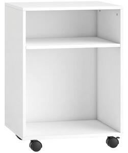 HOMCOM Mobile Porta Stampante con 2 Ripiani Aperti e Ruote Bloccabili, per Ufficio e Casa, 40x35x56 cm, Bianco | Aosom Italy