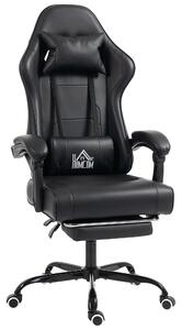 HOMCOM Sedia Gaming Ergonomica, Poltrona Gamer con Supporto Lombare Massaggiante e Schienale Reclinabile, Altezza Regolabile, Nero | Aosom Italy