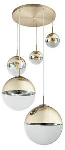 Lampada a sospensione a LED, globi di vetro oro, trasparente Altezza 150 cm