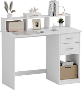 Mondeer Scrivania per computer con armadio contenitore e 2 cassetti Bianco