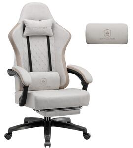 Sedia da gaming GTPLAYER, rivestita in tessuto, con imbottitura a molle indipendenti, sedia girevole ergonomica, sedia da gaming con poggiapiedi, capacità di carico fino a 150 kg, colore beige