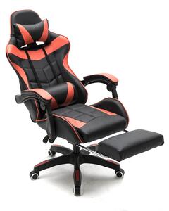 Sedia da gaming con poggiapiedi, colore nero/rosso