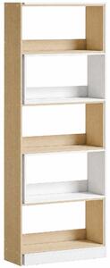 HOMCOM Libreria Angolare, Scaffale 5 Ripiani, Design Rotante 350°, Legno Fruttato/Bianco | Aosom Italy