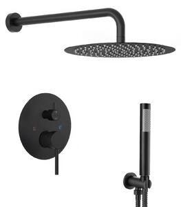 Set doccia da incasso, colore nero opaco - acciaio inossidabile, miscelatore con corpo in ottone