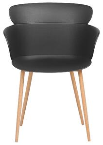 Set di 2 sedie da pranzo in materiale sintetico Nero gambe in metallo schienale ergonomico soggiorno moderno Beliani