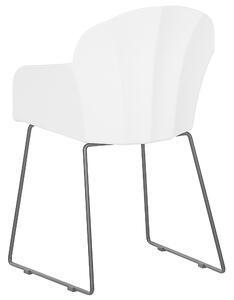 Set di 2 sedie da pranzo in materiale sintetico bianco gambe in metallo Nero con schienale sagomato per soggiorno moderno Beliani