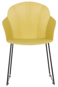 Set di 2 sedie da pranzo gialle in materiale sintetico gambe in metallo Nero formate sul retro del soggiorno moderno Beliani