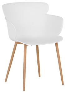 Set di 2 sedie da pranzo bianche in materiale sintetico gambe in metallo schienale ergonomico moderno soggiorno Beliani