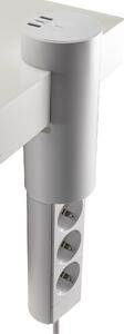 Presa multipla da tavolo a 3 vie con cavo da 3 m, interruttore, USB-A, USB-C, 20 W PD, staffa di montaggio per tavolo, piano di lavoro o scrivania, bianco