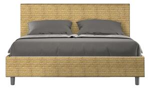 Letto matrimoniale ADELE con testata e Letto imbottiti, tessuto Aragona 3, dimensioni 160x190 cm effetto colore Giallo