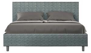Letto matrimoniale ADELE con testata e Letto imbottiti, tessuto Aragona 3 dimensioni 160x190 cm effetto colore Blu