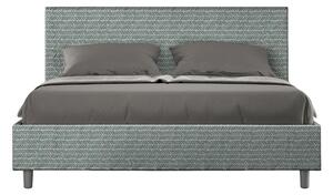 Letto matrimoniale ADELE con testata e Letto imbottiti, tessuto Aragona 3, dimensioni 160x190 cm effetto colore Azzurro