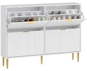 HOMCOM Scarpiera Slim per 20 Paia di Scarpe con 4 Cassetti a Ribalta e Ripiani Regolabili, 105x24x91.5 cm, Bianco | Aosom Italy