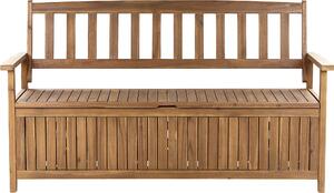 BELIANI Panca da esterno con contenitore 3 posti in legno massiccio di acacia 160 cm colore chiaro stile rustico