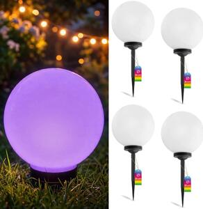 LUMILED set di 4 luci LED solari a globo per giardino esterno con picchetto a terra RGB multicolore ∅30 IP44 luce da giardino a globo luce da esterno lampada da terra luce da sentiero