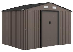 Casetta Box da Giardino Porta Attrezzi 277x195x192 cm con Porte Scorrevoli in Acciaio Marrone