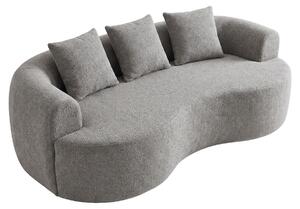 Yoko - Divano Angolare Curvo 200x62x105 a Compressione in Tessuto Bouclé Grigio