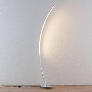 Lindby Lampada LED ad arco Nalevi, argento spazzolato