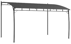 Outsunny Pergola Gazebo con 3 Fori di Drenaggio, in Metallo e Poliestere, 400x296x200/262 cm, Grigio Scuro|Aosom