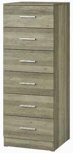 HOMCOM Cassettiera Moderna a 6 Cassetti per Camera, 40x40x110 cm, Grigio | Aosom Italy