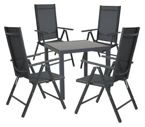 Set SVITA: tavolo da giardino con 4 sedie pieghevoli con schienale alto, sedie da campeggio in metallo antracite