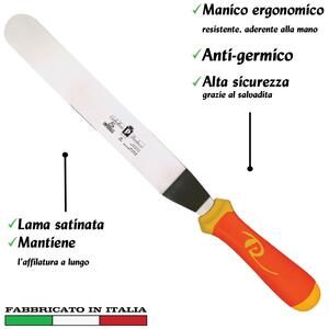 Spatola per cuoco piegata inox 26cm Manici in polipropilene gomma antiscivolo atossici. trattamento germicida. adatto lavasto