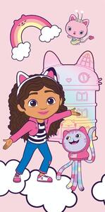 Asciugamano per bambini rosa in cotone 70x140 cm Gabby´s Dollhouse – Jerry Fabrics